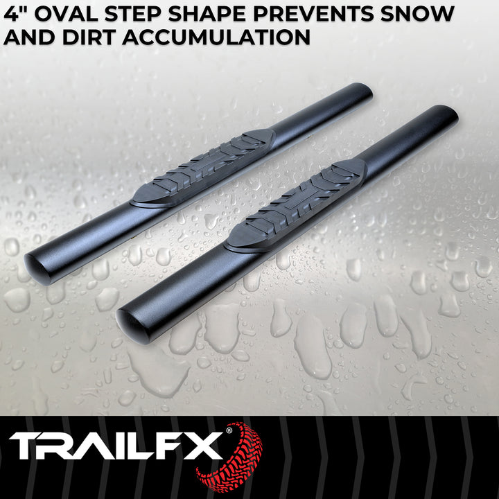 TrailFX A1546T Black Powder Coated 4-Inch Oval Nerf Bar Step for Jeep Wrangler