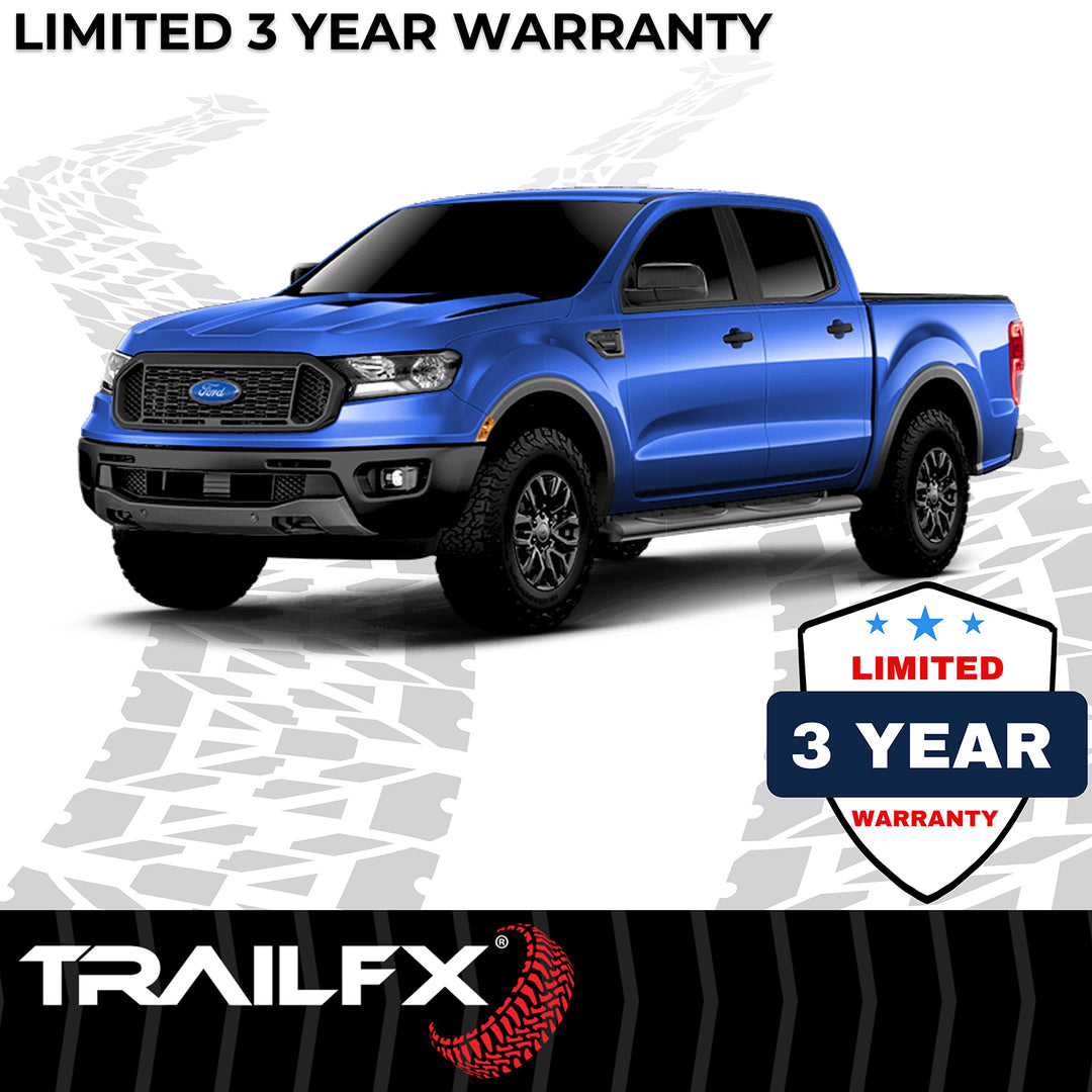 TrailFX Steel Nerf Bar for Ford Ranger 2019-2023 – Black Powder Coated Oval Step Bar with Mounting Hardware