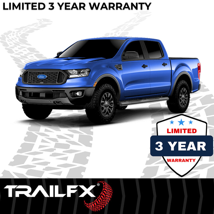 TrailFX Steel Nerf Bar for Ford Ranger 2019-2023 – Black Powder Coated Oval Step Bar with Mounting Hardware