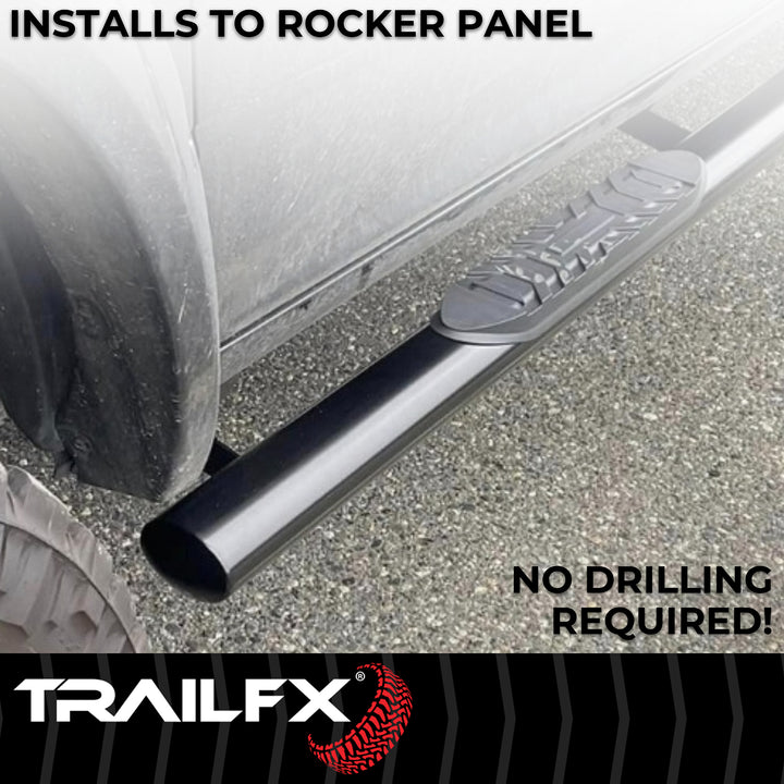 TrailFX A1551B Black Powder Coated Steel Nerf Bar for Silverado and Sierra 1500/2500/3500 HD (2019-2021)