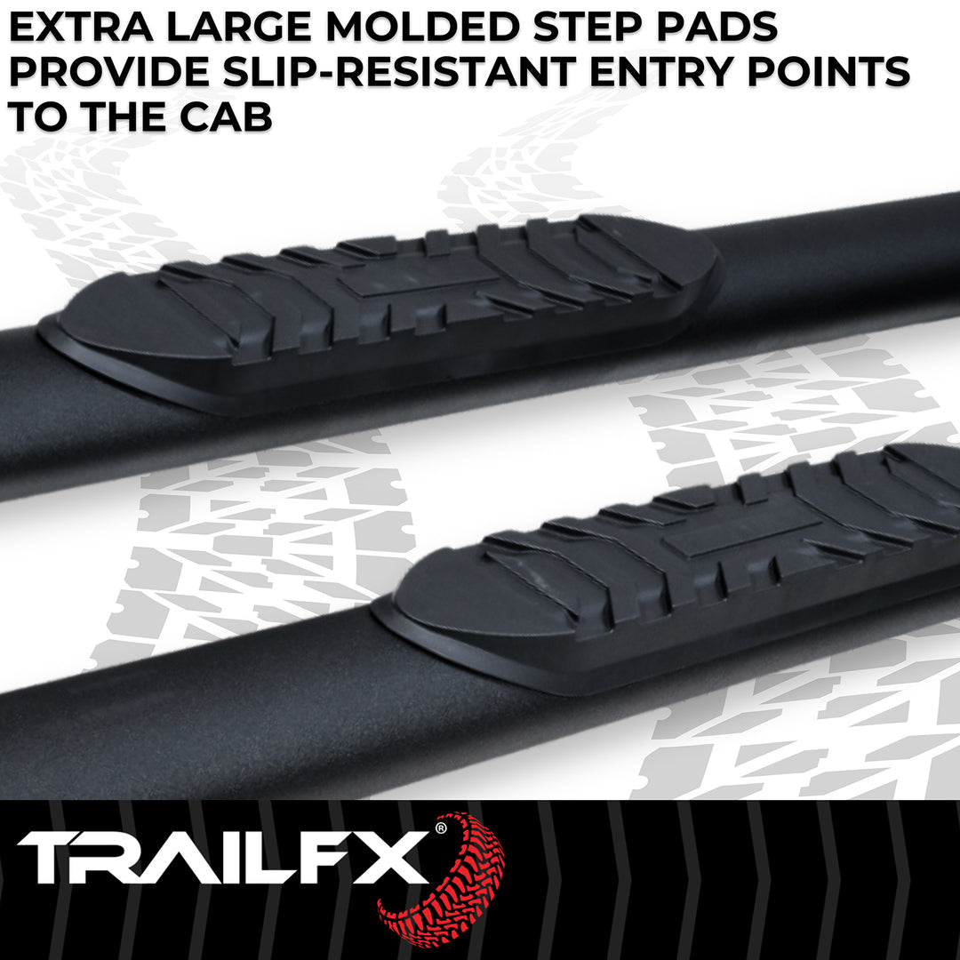 TrailFX Steel Oval Straight Nerf Bar for Jeep Gladiator 2020-2025, Black Powder Coated
