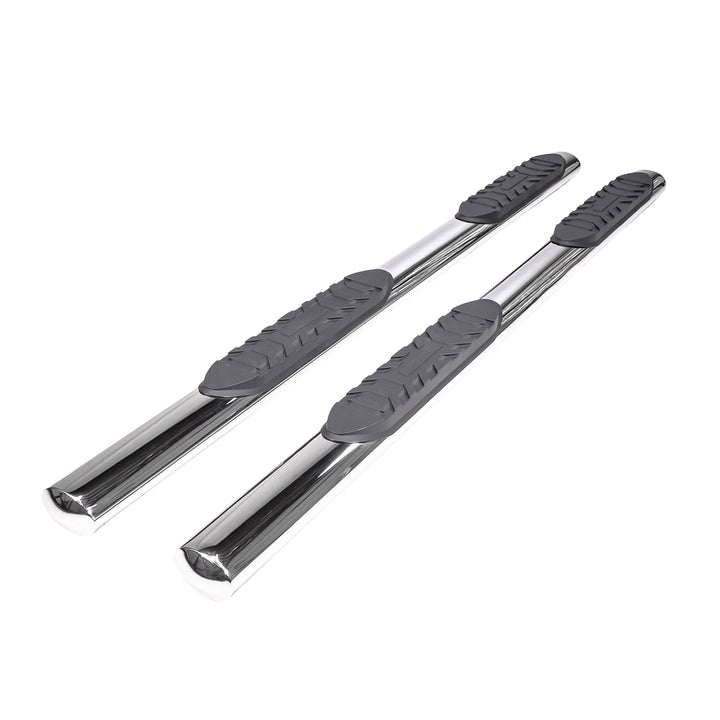 TrailFX Stainless Steel Nerf Bar with Polished Finish for Ford Bronco (2021-2024) – Rocker Panel Mount, 4 Inch Oval, Black Step Pads