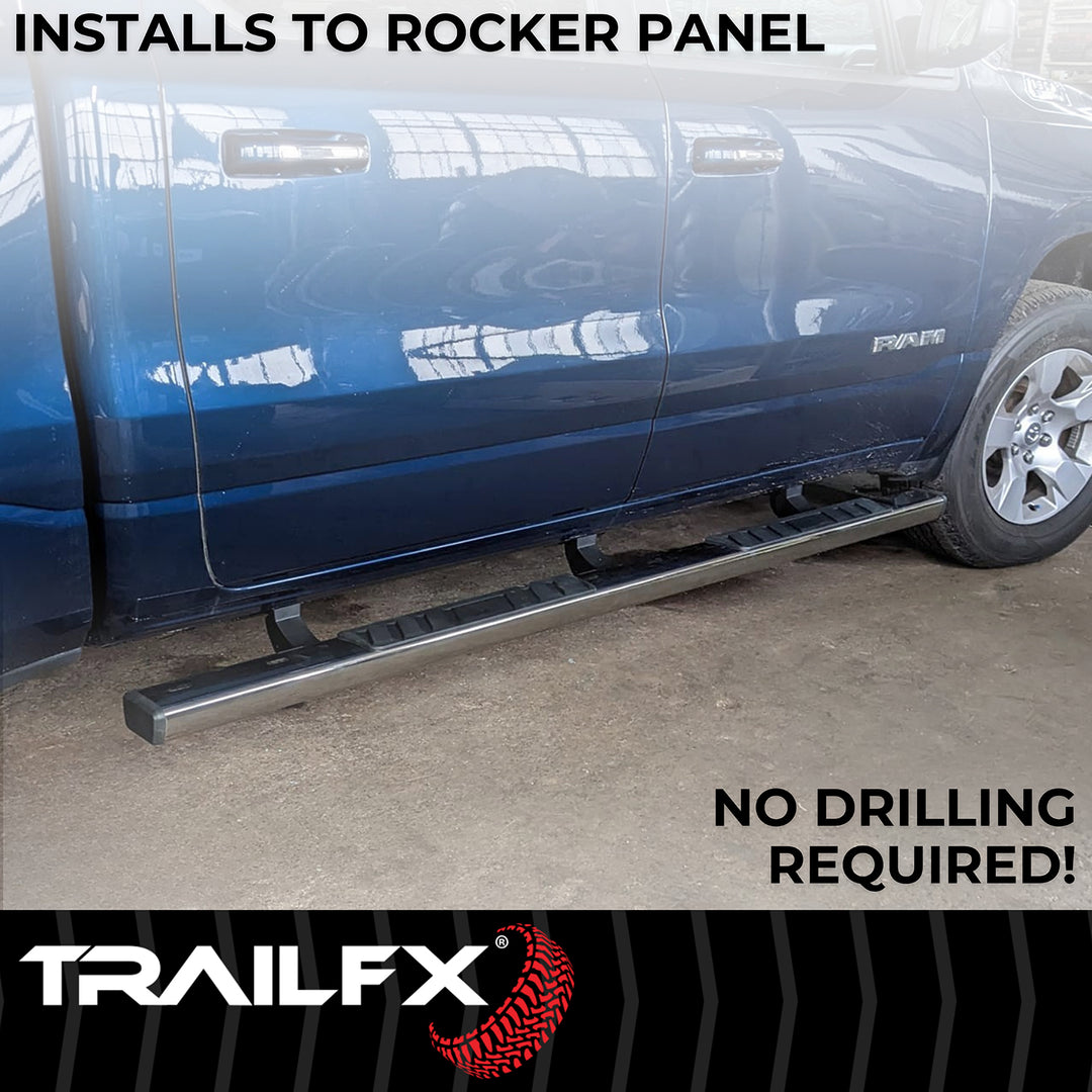 TrailFX A4011S Stainless Steel 4 Inch Trapezoidal Straight Nerf Bar Side Step for Ram 1500 Classic