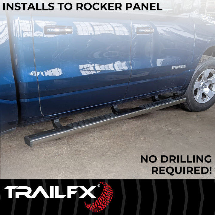 TrailFX A4011S Stainless Steel 4 Inch Trapezoidal Straight Nerf Bar Side Step for Ram 1500 Classic
