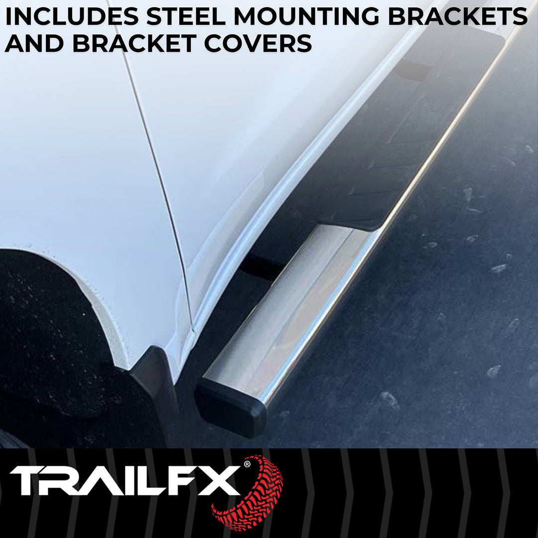 TrailFX A4014S Stainless Steel Trapezoidal Straight Nerf Bar with Plastic End Caps for Dodge Ram 1500-2007