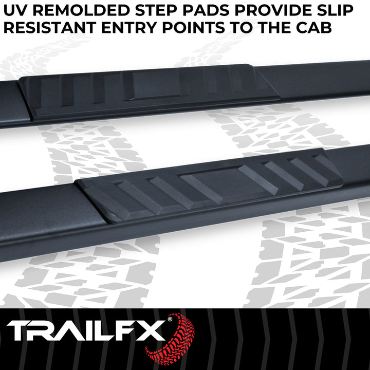 TrailFX A4018B Black Powder Coated Steel Nerf Bar for Silverado and Sierra 1500/2500/3500 HD