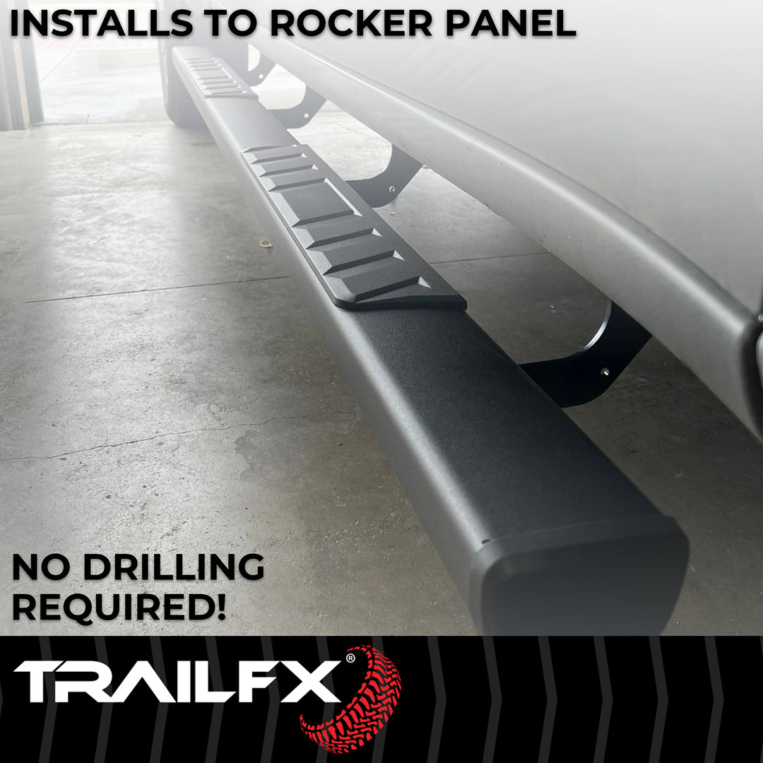 TrailFX A4020B Nerf Bar for Ford Ranger - Black Powder Coated Steel with Trapezoidal Straight Design