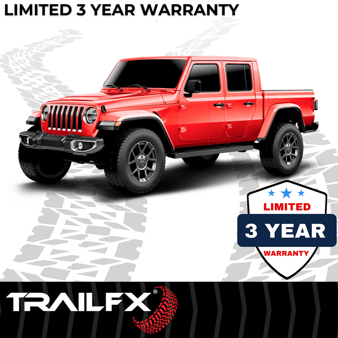 TrailFX A4022B Nerf Bar with Surface Steps for Jeep Gladiator (2020-2025), Black Powder Coated Steel