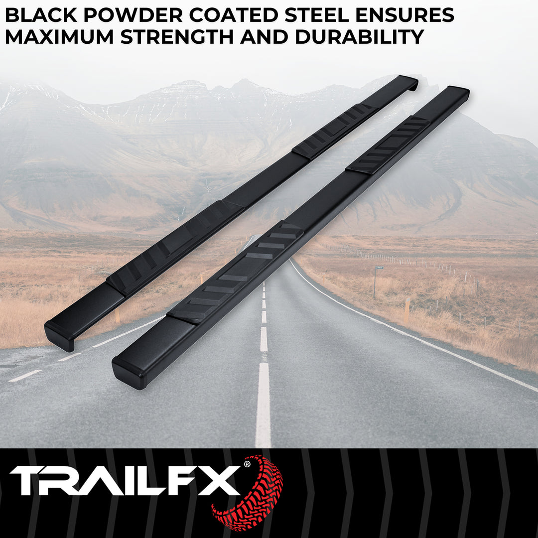 TrailFX A4023B Black Matte Powder Coated Nerf Bar with Surface Steps for Toyota Tacoma (2024-2025)
