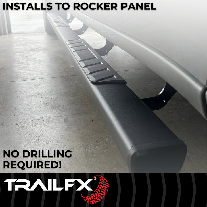TrailFX A4023B Black Matte Powder Coated Nerf Bar with Surface Steps for Toyota Tacoma (2024-2025)