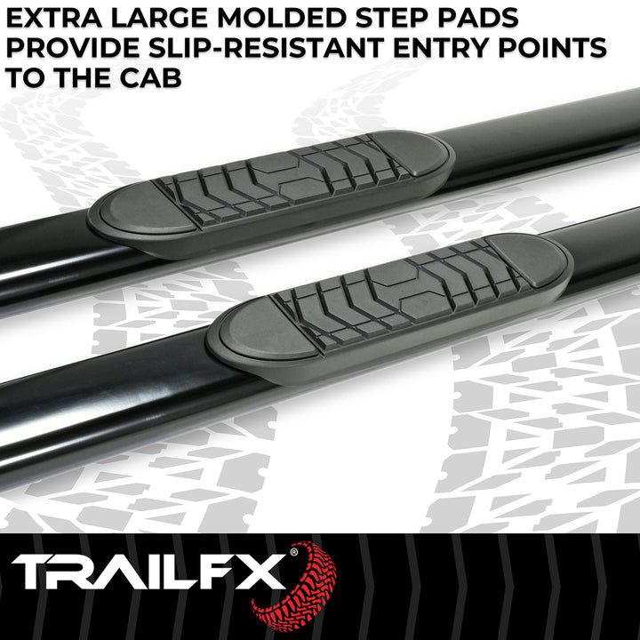TrailFX A7001B Black Steel Oval Side Step Bar with Mounting Kit for Silverado and Sierra 1500-3500 HD
