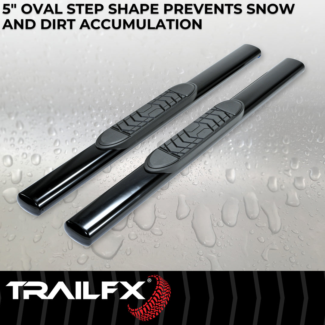 TrailFX A7001B Black Steel Oval Side Step Bar with Mounting Kit for Silverado and Sierra 1500-3500 HD