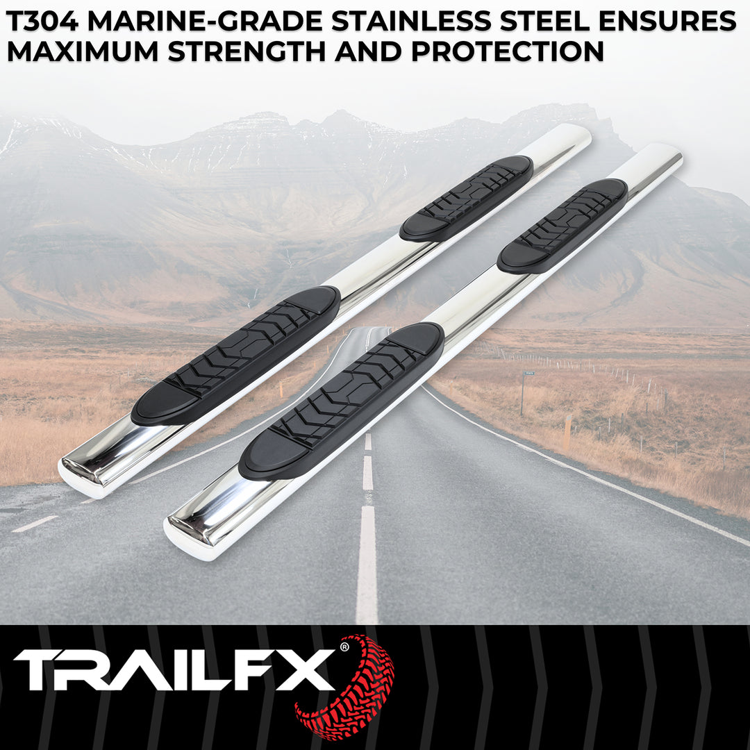TrailFX A7010S Stainless Steel 5 Inch Oval Straight Nerf Bar for Toyota Tundra