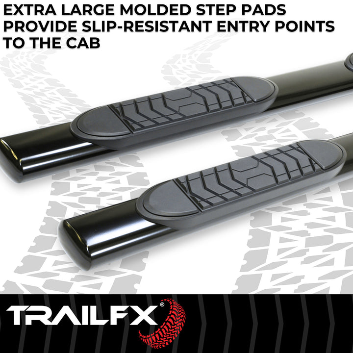 TrailFX A7016B 5 Inch Oval Black Powder Coated Steel Side Step Bar for Ford Super Duty Trucks