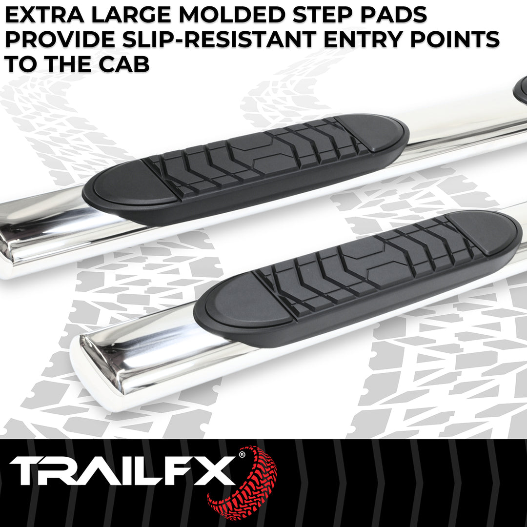 TrailFX Stainless Steel 5 Inch Oval Straight Nerf Bar Step Side Bar for Chevy Colorado and GMC Canyon