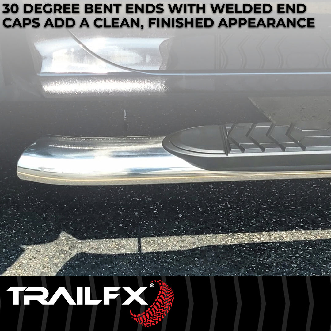 TrailFX Stainless Steel 5 Inch Oval Bent Nerf Bar Side Step for Chevrolet Silverado and GMC Sierra 2012-2013