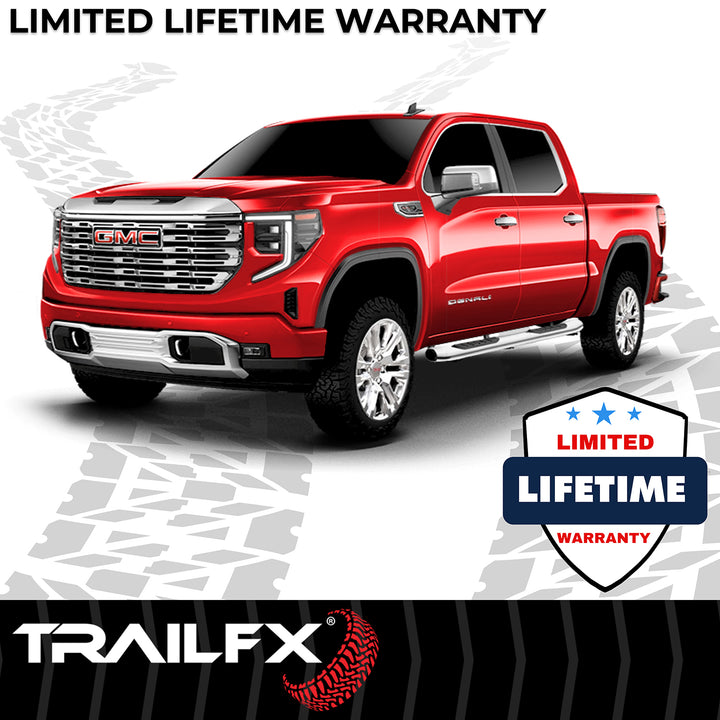 TrailFX Stainless Steel 5 Inch Oval Bent Nerf Bar Side Step for Chevrolet Silverado and GMC Sierra 2012-2013