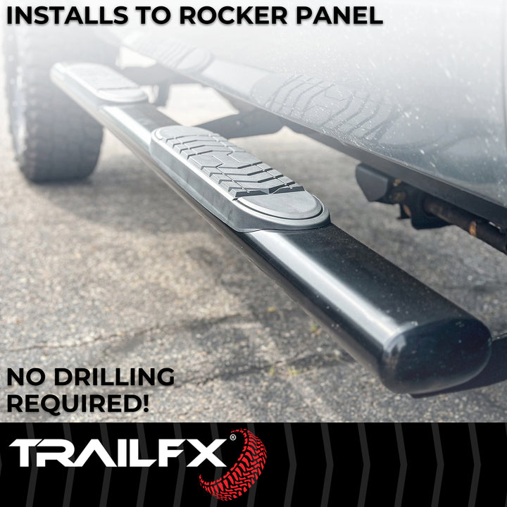 TrailFX A7064B 5 Inch Oval Bent Steel Nerf Bar with Step Pads for Chevy Silverado & GMC Sierra 2012-2013