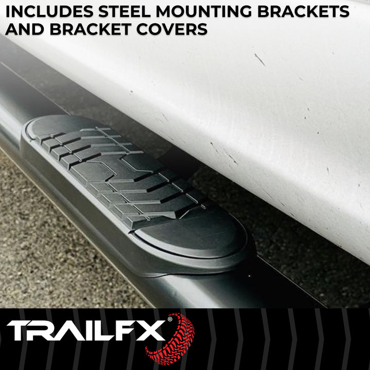TrailFX A7068B 5-Inch Oval Bent Powder Coated Black Steel Nerf Bar for Toyota Tacoma