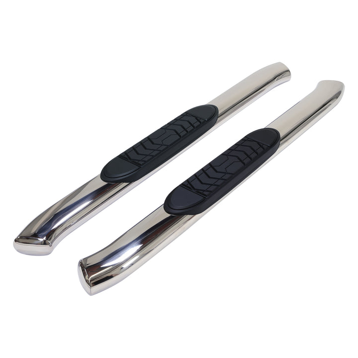 TrailFX A7072S Stainless Steel 5 Inch Oval Bent Nerf Bar with Step Pads for Ford F-150 and Super Duty Models