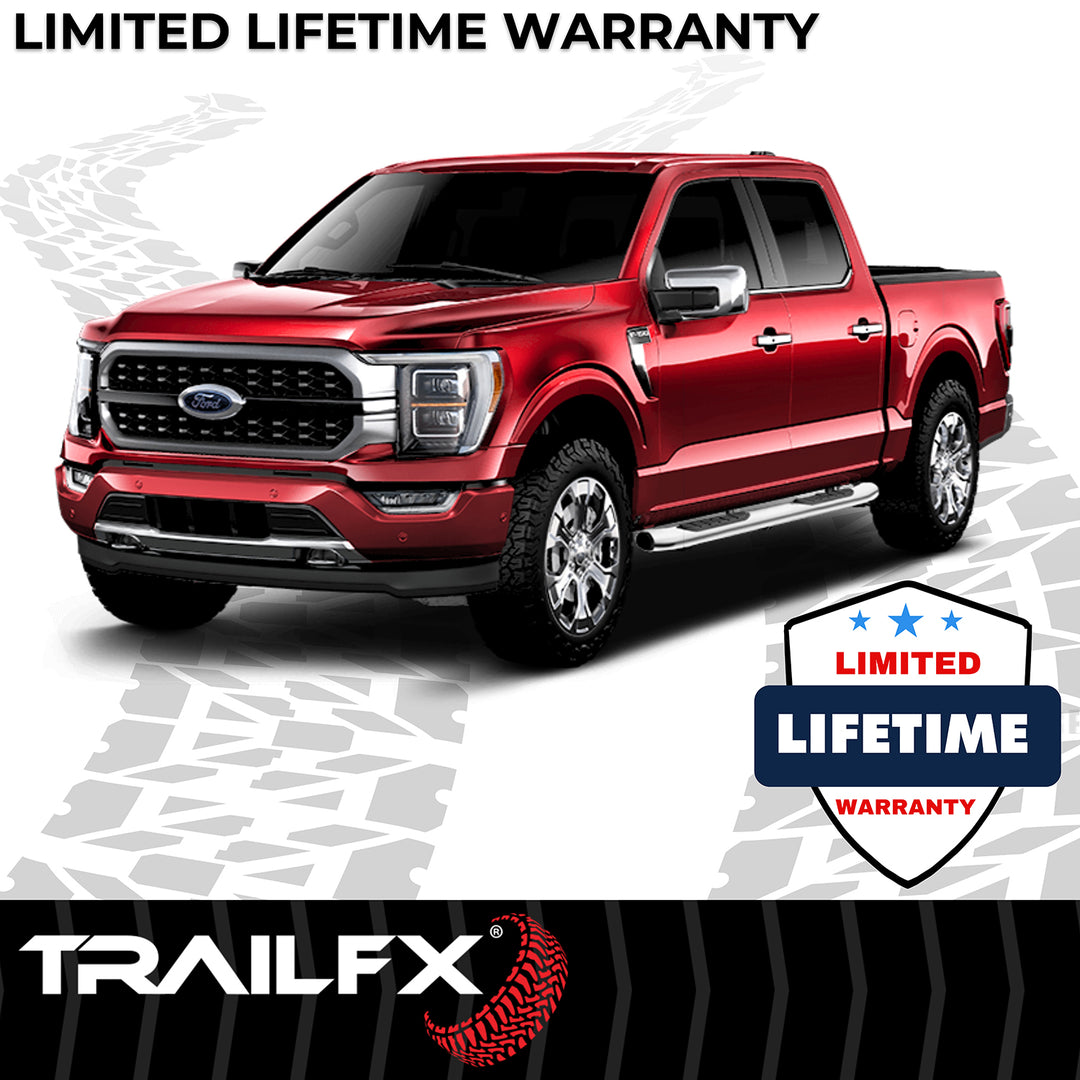 TrailFX Stainless Steel 5 Inch Oval Bent Nerf Bar Side Step for Chevy Colorado and GMC Canyon