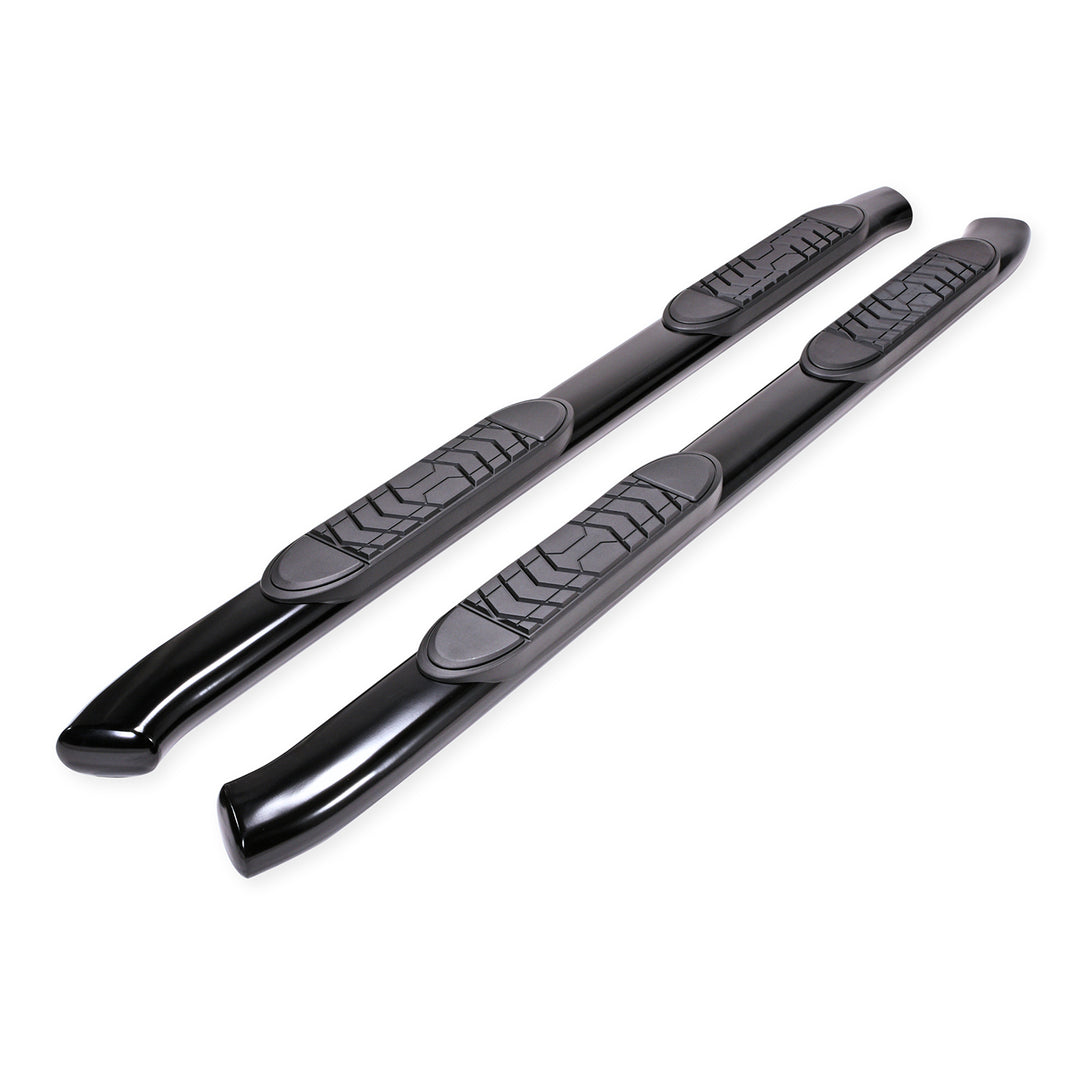 Trail FX 5 Inch Oval Bent Nerf Bar Step Bar for Ram 1500 - Black Powder Coated Steel with Welded End Caps