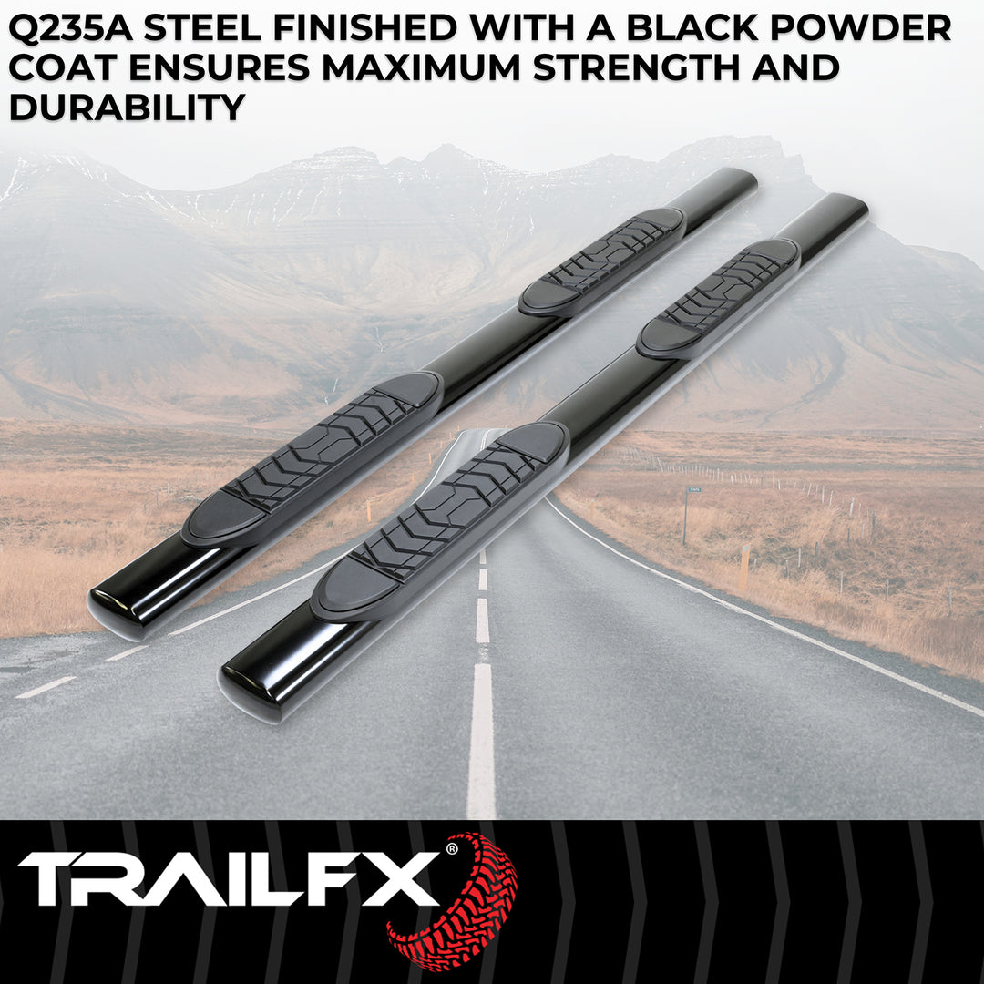 TrailFX A7084B Nerf Bar Step Bar for Ram 1500 – 5 Inch Oval Straight Steel with Black Powder Coated Finish