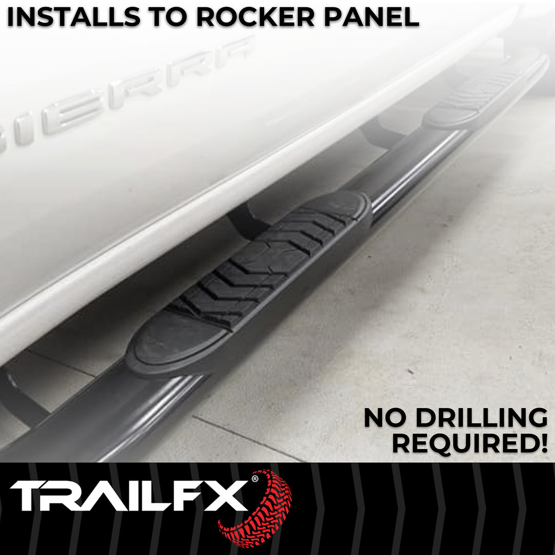 TrailFX A7084B Nerf Bar Step Bar for Ram 1500 – 5 Inch Oval Straight Steel with Black Powder Coated Finish