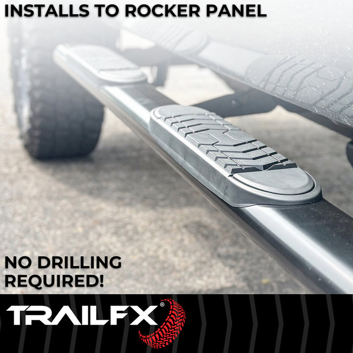 TrailFX Oval Bent Nerf Bar Step Bar for Silverado and Sierra 1500/2500/3500 HD Models