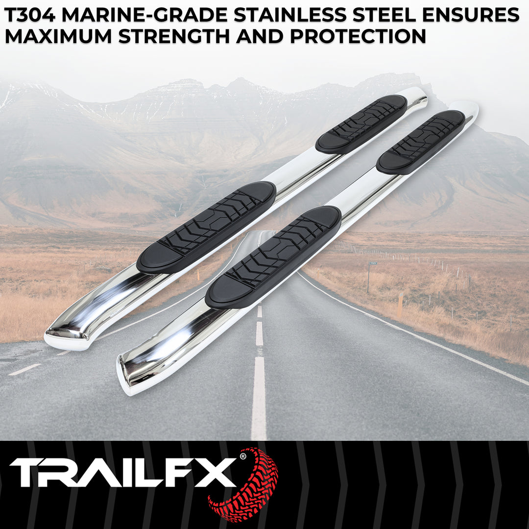 Trail FX A7086S Stainless Steel Oval Bent Nerf Bar Step Bar for Silverado and Sierra 1500/2500/3500 HD