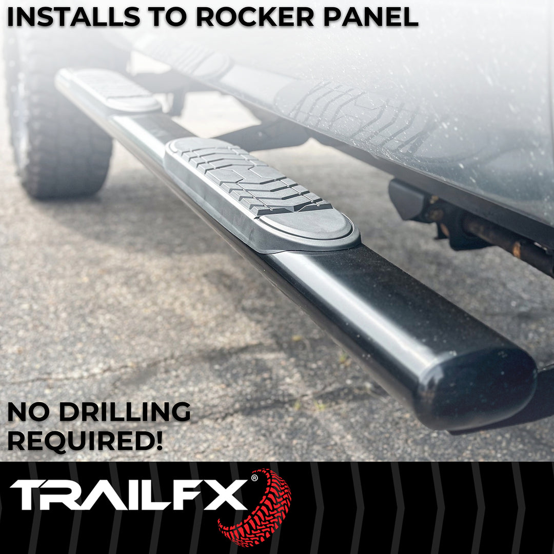 TrailFX Black Powder Coated Oval Bent Nerf Bar for Ford Ranger 2019-2023