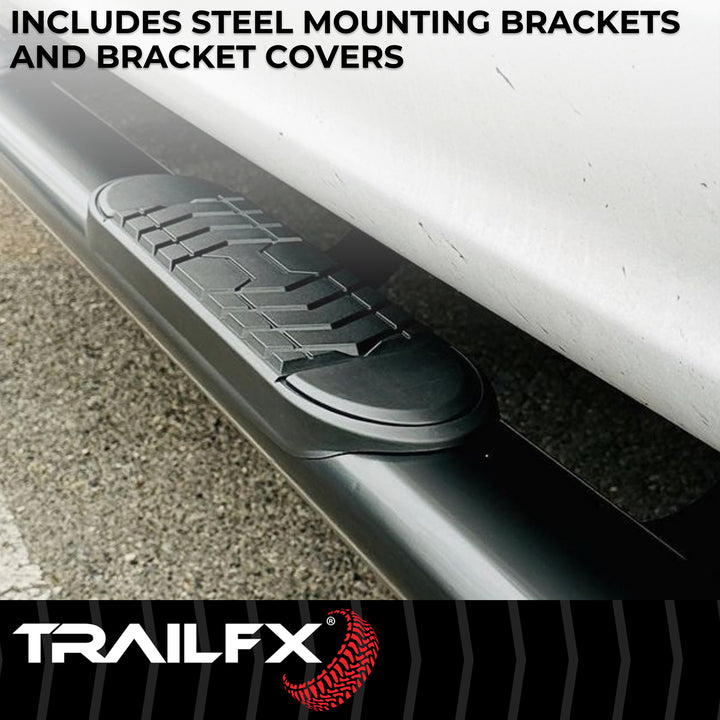 TrailFX A7094B Black Powder Coated Steel Nerf Bar for Ford Ranger (2019-2023)