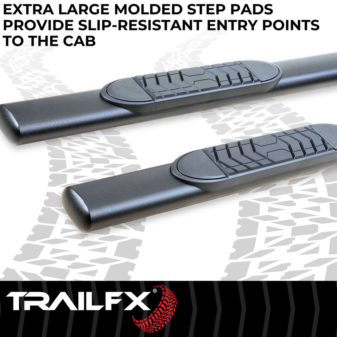 TrailFX Steel Nerf Bar with Surface Steps for Toyota Tacoma 2024-2025, Black Matte Finish