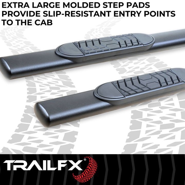 TrailFX Steel Nerf Bar with Surface Steps for Toyota Tacoma 2024-2025, Black Matte Finish