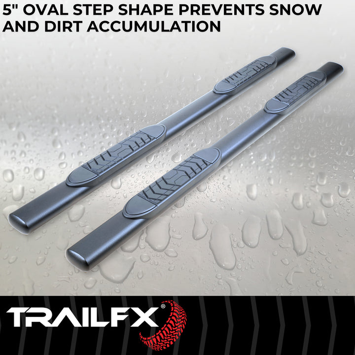 TrailFX Steel Nerf Bar with Surface Steps for Toyota Tacoma 2024-2025, Black Matte Finish