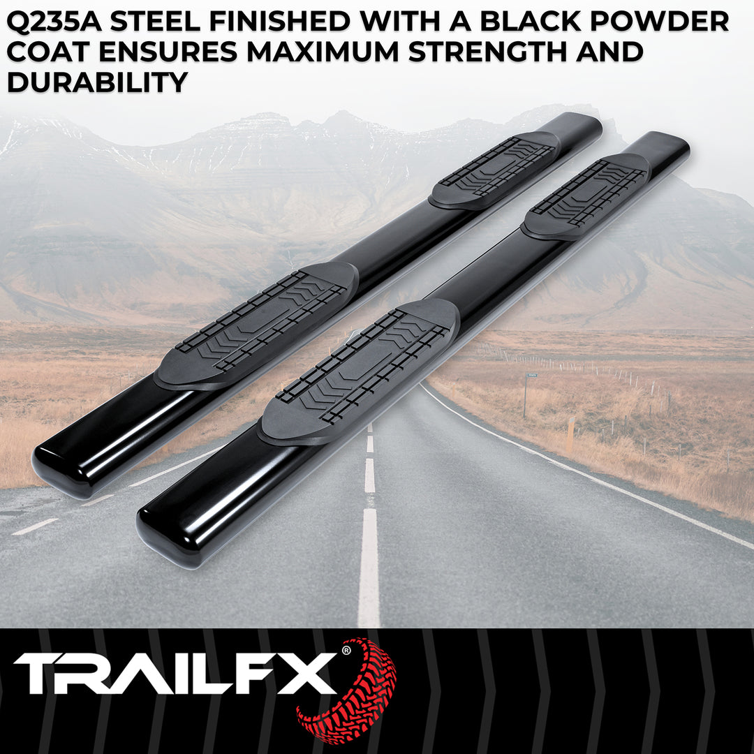 TrailFX A8223B 6 Inch Oval Straight Powder Coated Black Steel Nerf Bar Side Step for Ford F-150 and Super Duty Models