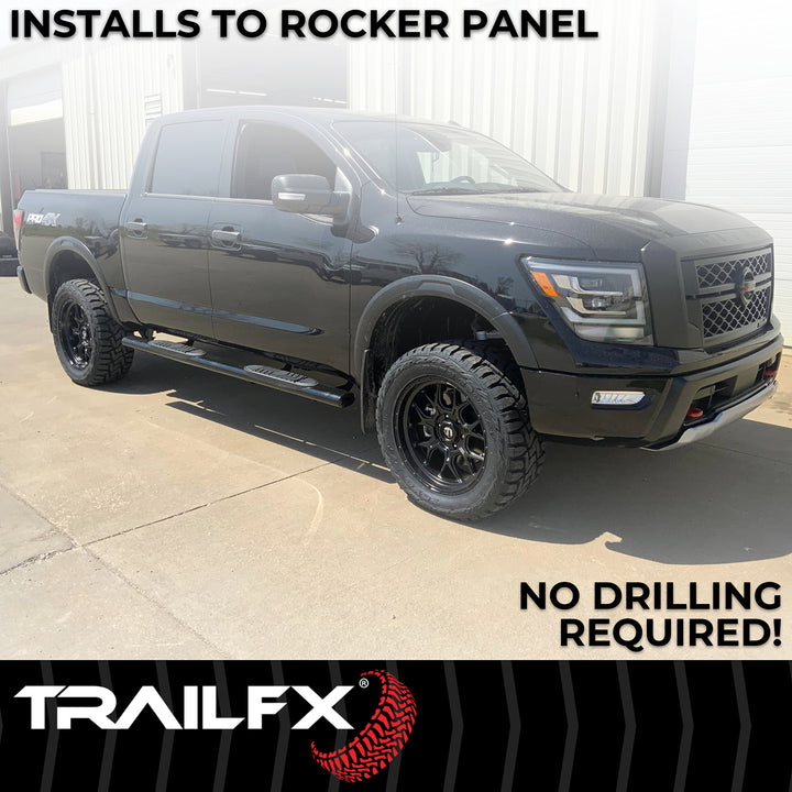 TrailFX A8223B 6 Inch Oval Straight Powder Coated Black Steel Nerf Bar Side Step for Ford F-150 and Super Duty Models