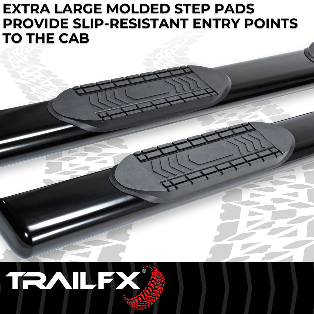 TrailFX A8244B Steel Oval Straight Nerf Bar with Step Pads for Ram Trucks