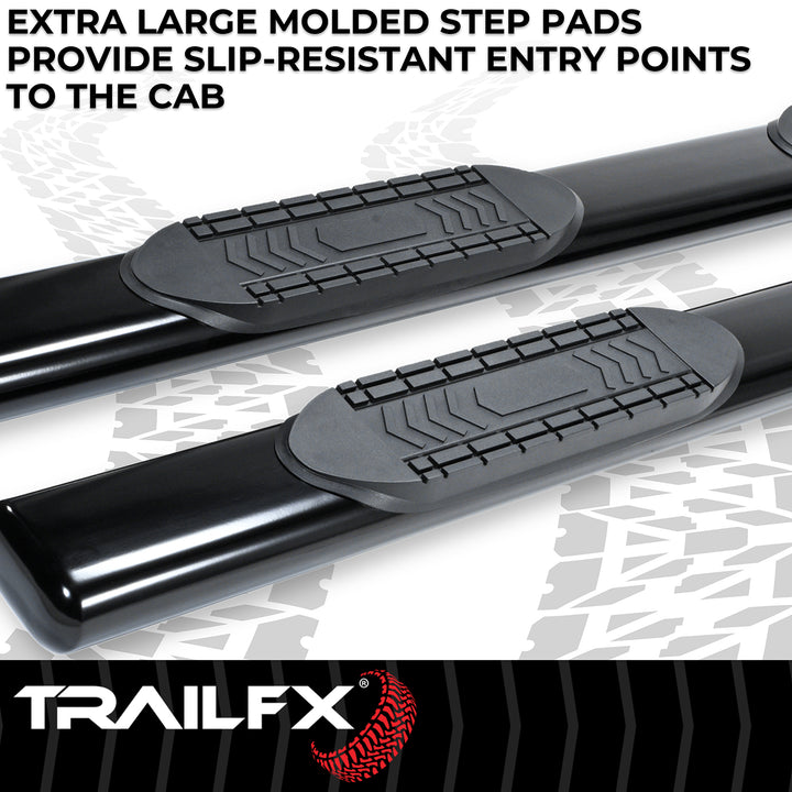 TrailFX A8244B Steel Oval Straight Nerf Bar with Step Pads for Ram Trucks