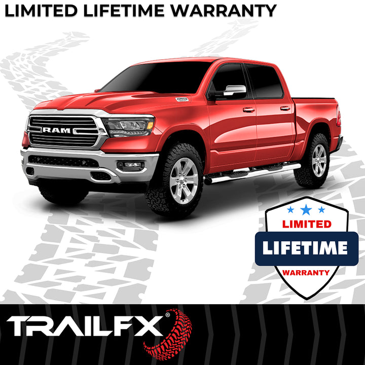 TrailFX A8254S Stainless Steel Nerf Bar for Ram 1500 (2019-2025) with Polished Finish and Surface Steps