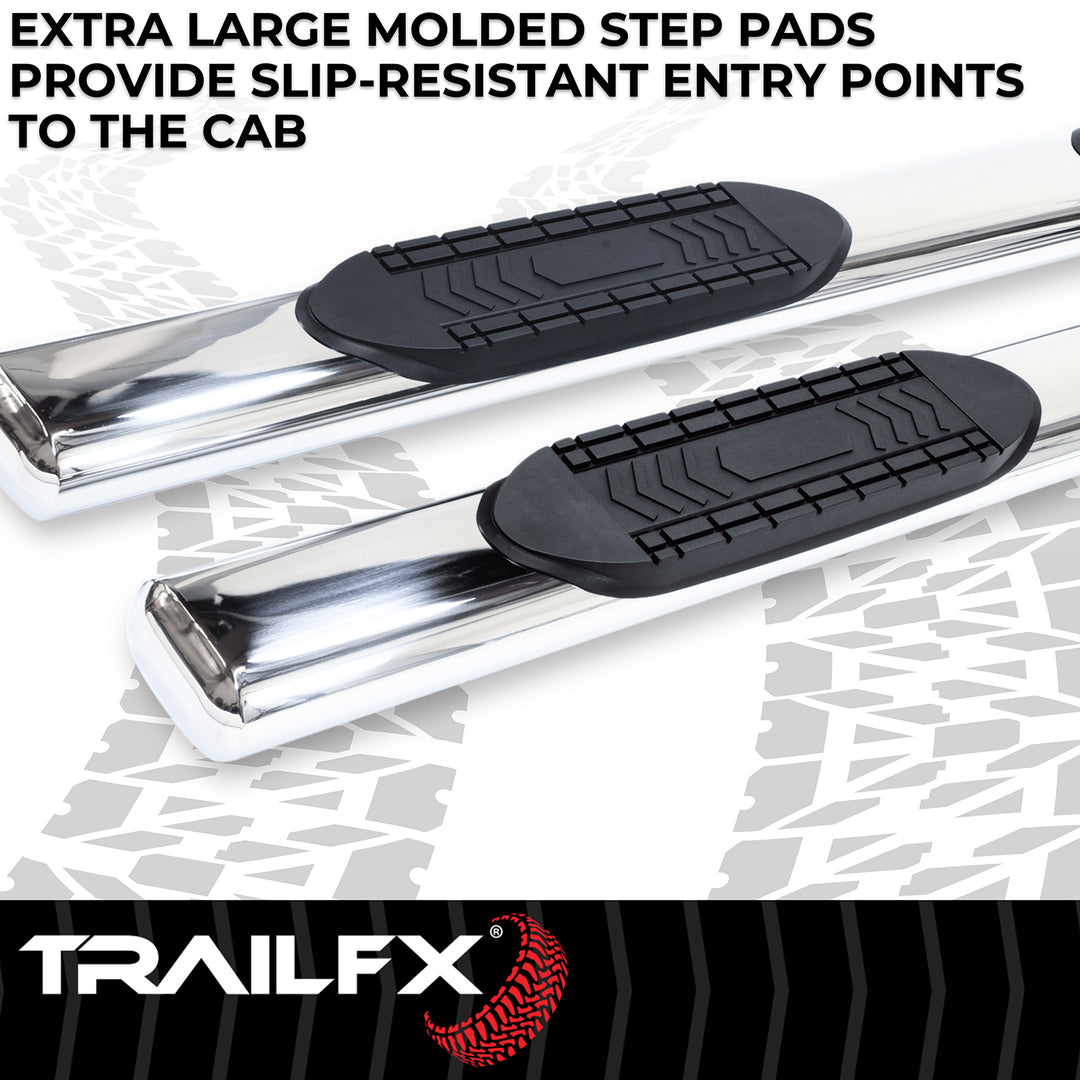 TrailFX Polished Stainless Steel Nerf Bar for Chevrolet Silverado and GMC Sierra 1500 (Part A8256S)
