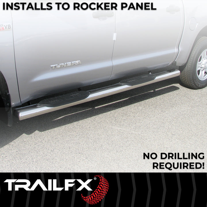 TrailFX Polished Stainless Steel Nerf Bar for Chevrolet Silverado and GMC Sierra 1500 (Part A8256S)