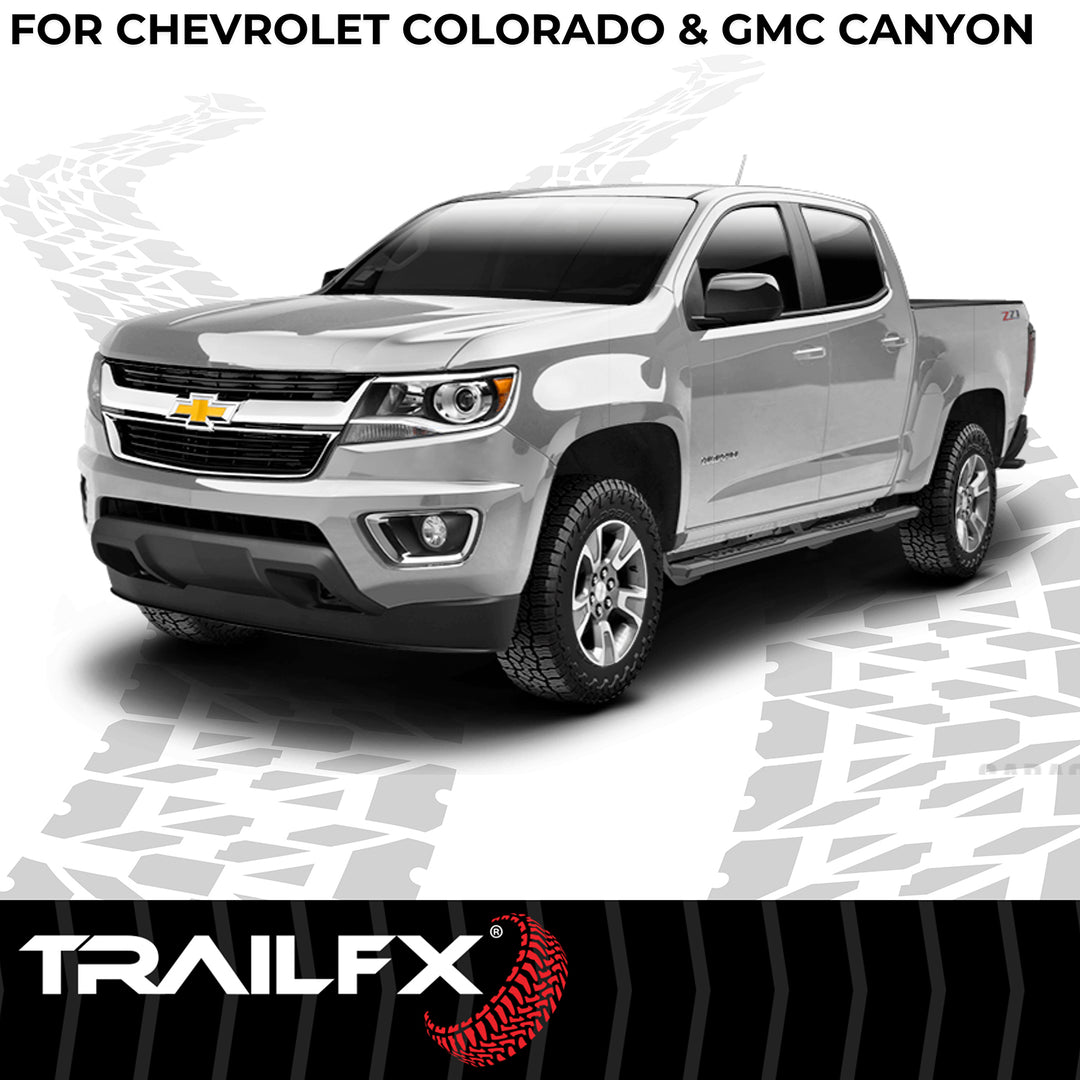 TrailFX A4 Series Black Powder Coated Rocker Panel Mount Nerf Bar for Chevy Colorado and GMC Canyon