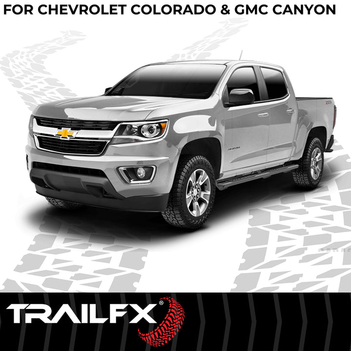 TrailFX A4 Series Black Powder Coated Rocker Panel Mount Nerf Bar for Chevy Colorado and GMC Canyon