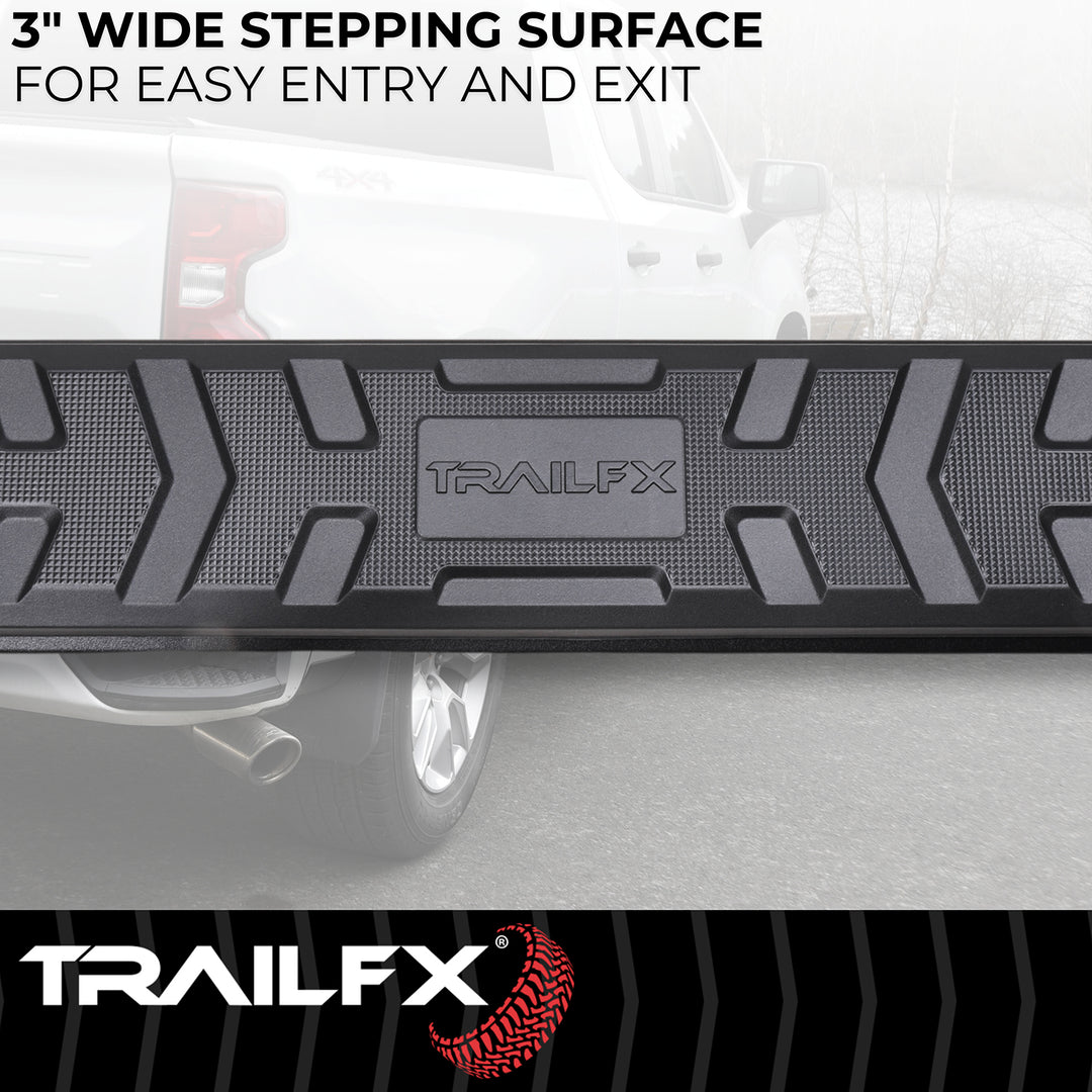 TrailFX A4 Series Black Powder Coated Rocker Panel Mount Nerf Bar for Chevy Colorado and GMC Canyon