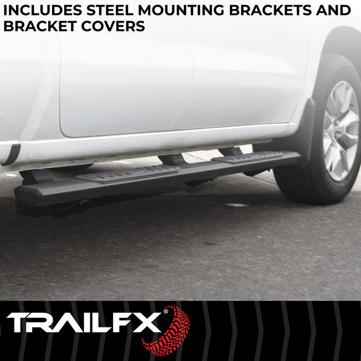 TrailFX A4 Series Black Powder Coated Rocker Panel Mount Nerf Bar for Chevy Colorado and GMC Canyon