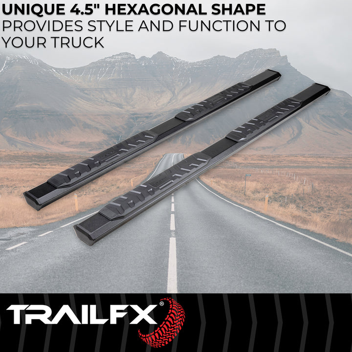 TrailFX A4 Series Black Powder Coated Hexagonal Nerf Bar for Chevrolet Colorado and GMC Canyon