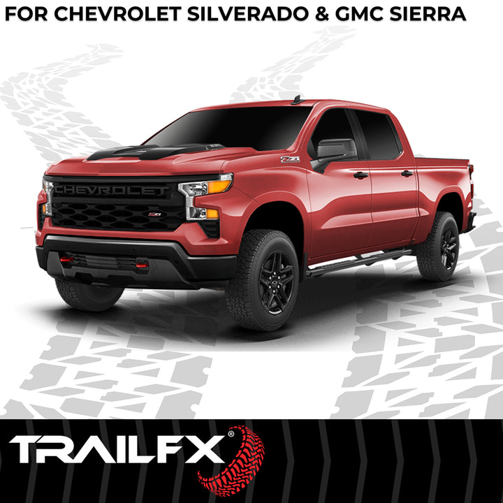 TrailFX A4 Series Nerf Bar for Chevrolet Silverado and GMC Sierra 1500-3500 HD (Part Number: AL4004B)