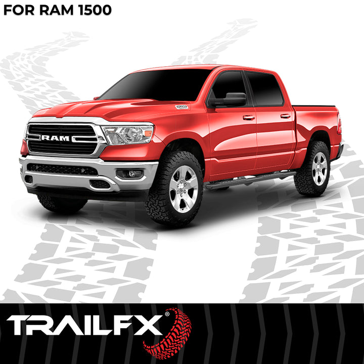 TrailFX A4 Series Black Powder Coated Nerf Bar for Ram 1500 (2019-2025) – Rocker Panel Mount with Hexagonal Aluminum Design