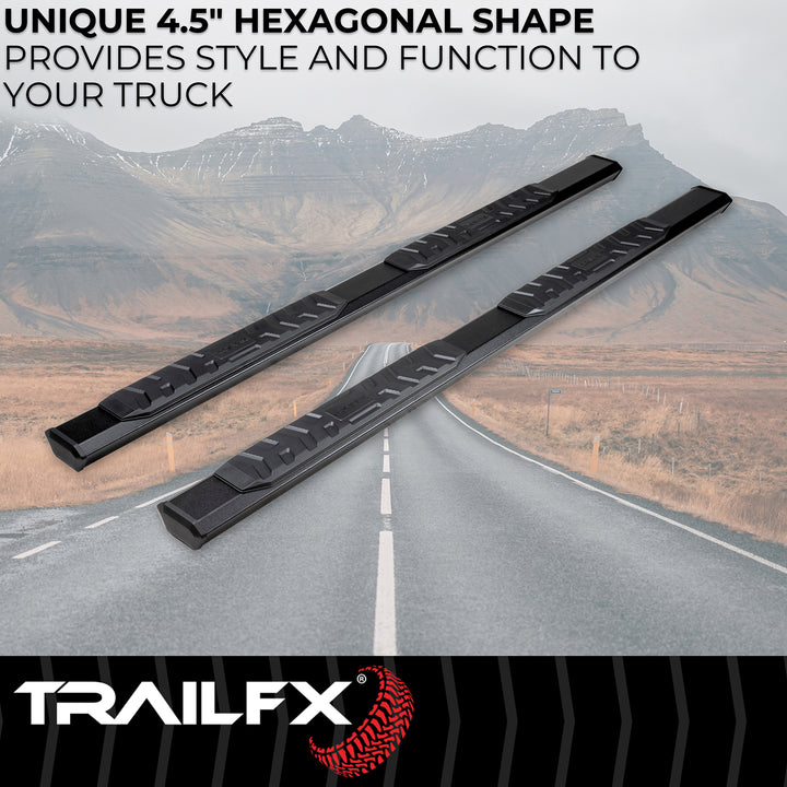 TrailFX A4 Series Black Hexagonal Aluminum Nerf Bar for Ram 1500, 2500, 3500 (Part No. AL4009B)